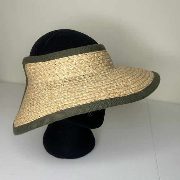 DULUTH TRADING Visor Sun Hat Women OS 100%‎ Straw Wide Brim Stretch Gardening - Picture 2 of 8